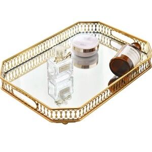 Gold Vanity Tray with Mirror